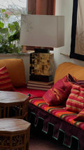 Tessellated horn lamp with shade