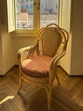 Handwoven two-tone wicker armchair