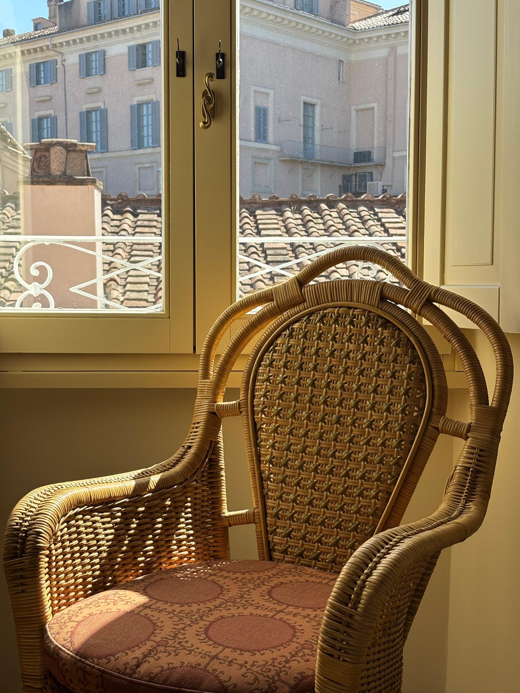 Handwoven two-tone wicker armchair