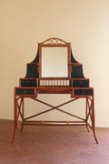 Rattan dressing table with mirror and drawers