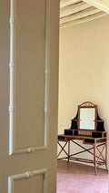 Vintage Chinoiserie Bamboo Dressing Table with Mirror