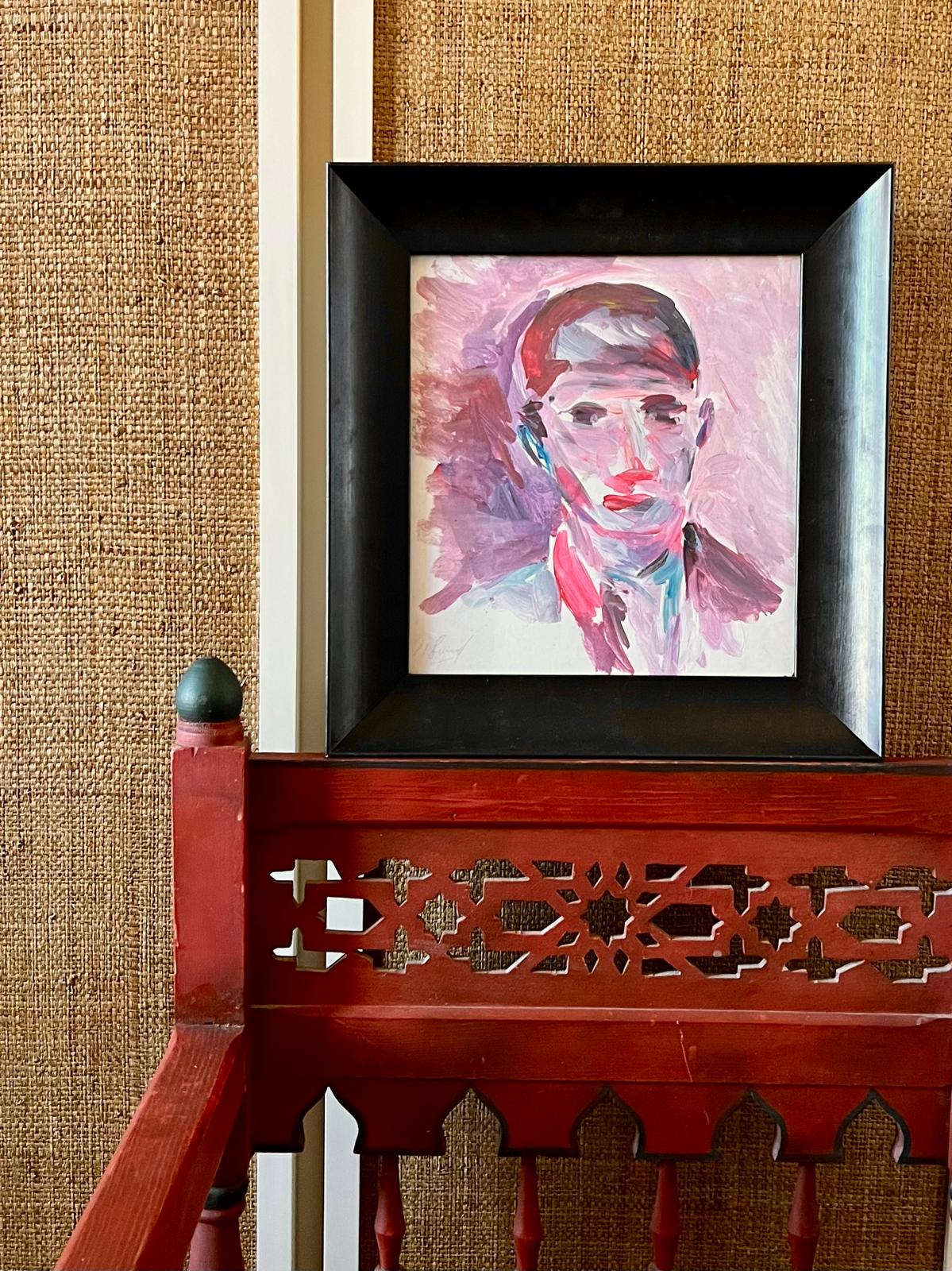Watercolor portrait of an oriental man