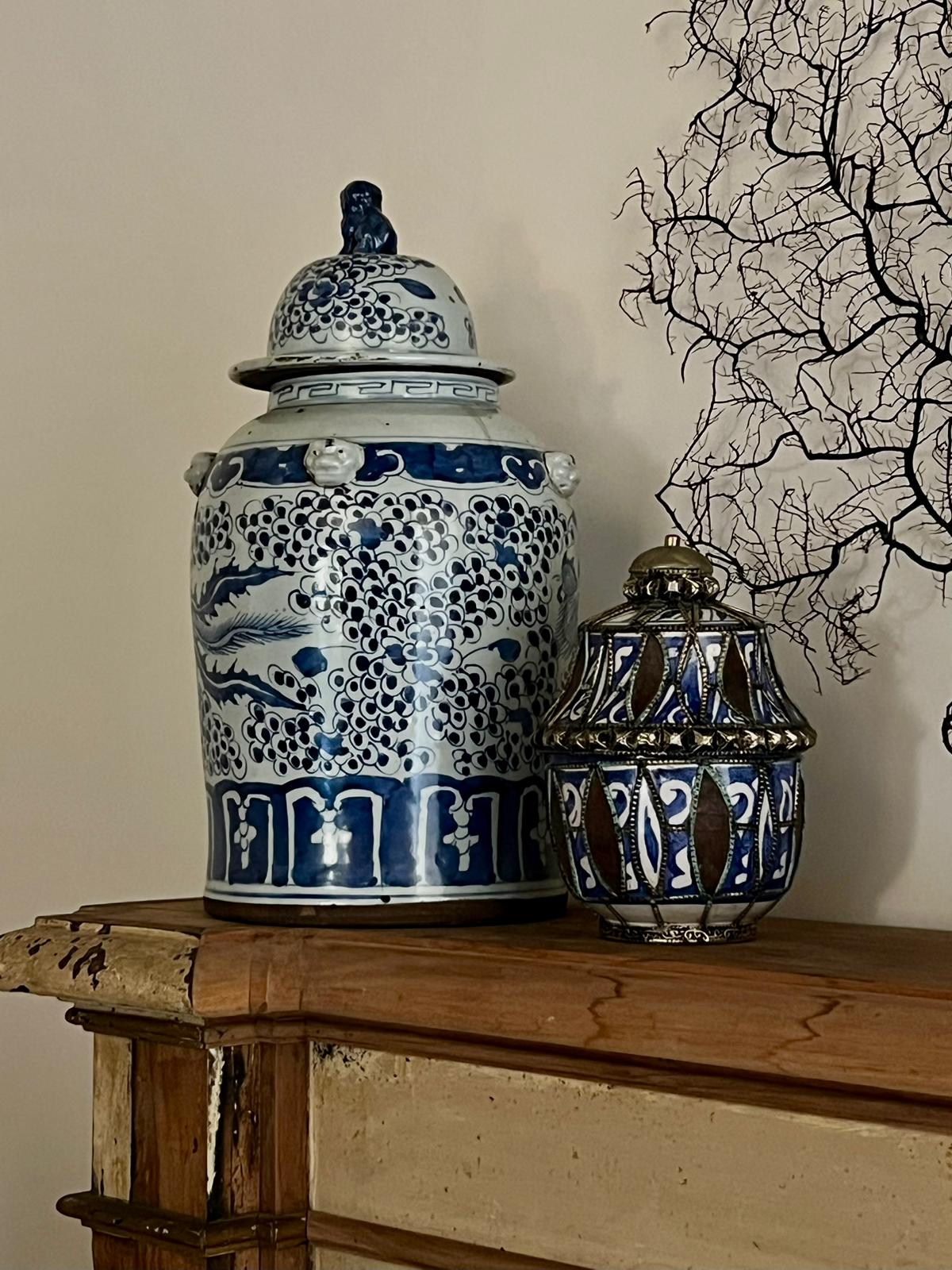 Blue and White Phoenix Porcelain Ginger Jar