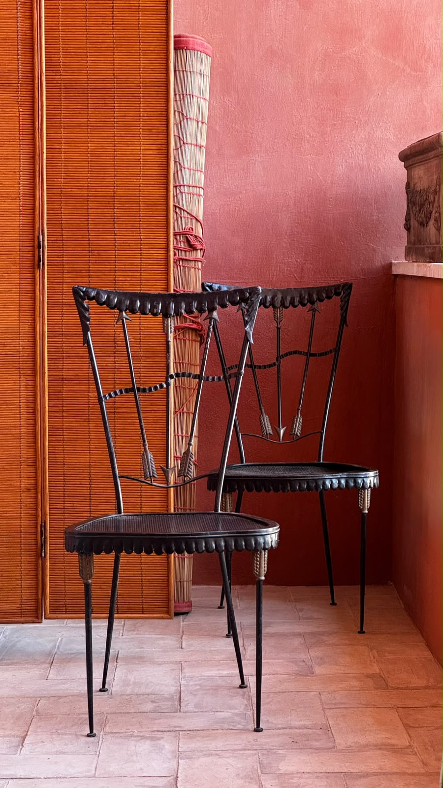 A Pair of Neoclassical-Style Wrought-Iron Chairs