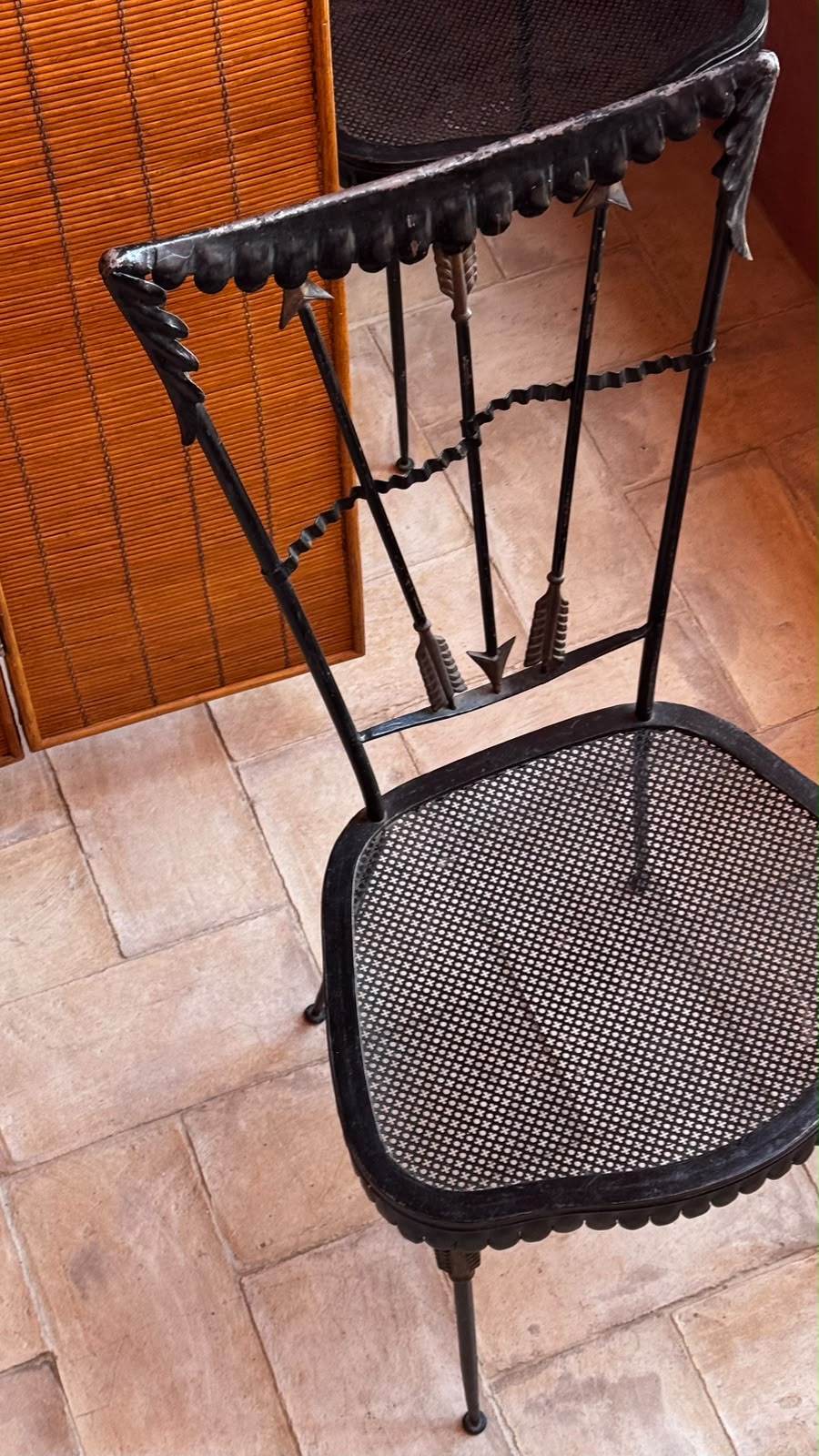 A Pair of Neoclassical-Style Wrought-Iron Chairs