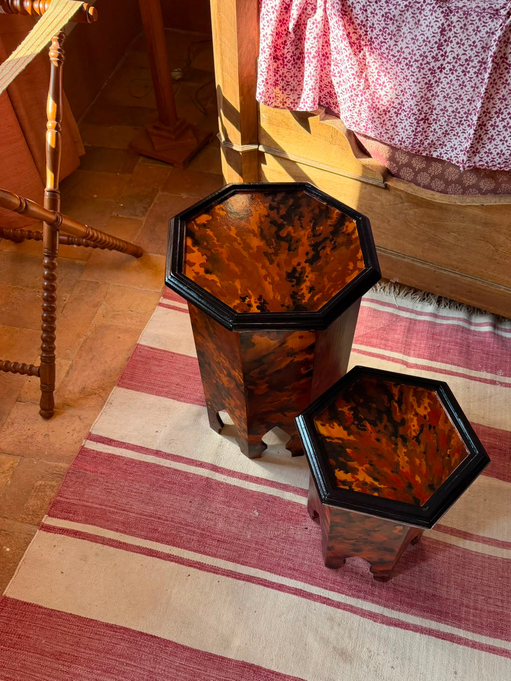 Pair of Faux Tortoiseshell Side Tables