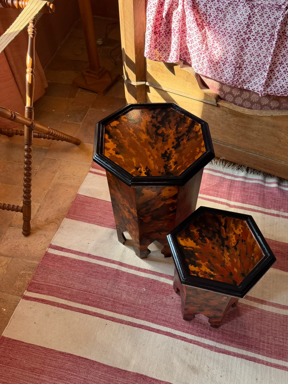 Pair of Faux Tortoiseshell Side Tables