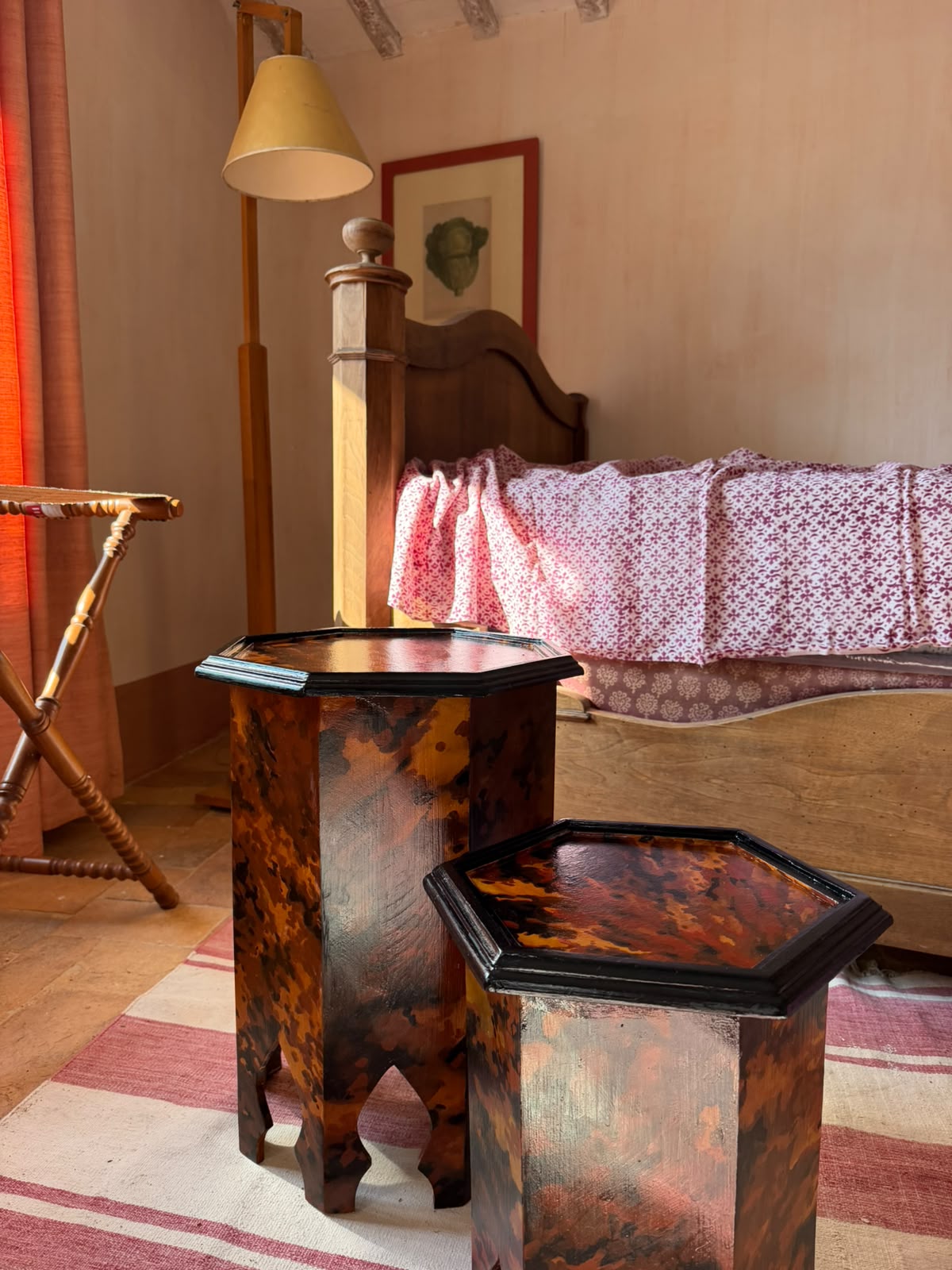 Pair of Faux Tortoiseshell Side Tables