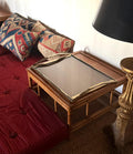 Faux bamboo metal and smoked glass tray